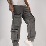 Stone Wash 7 Pocket Chillfit Denim Cargo Pants