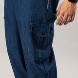 Indigo Baggy Denim Cargo Pants