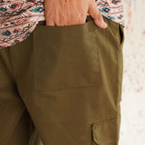 Military Green Cargo Parachute Pants